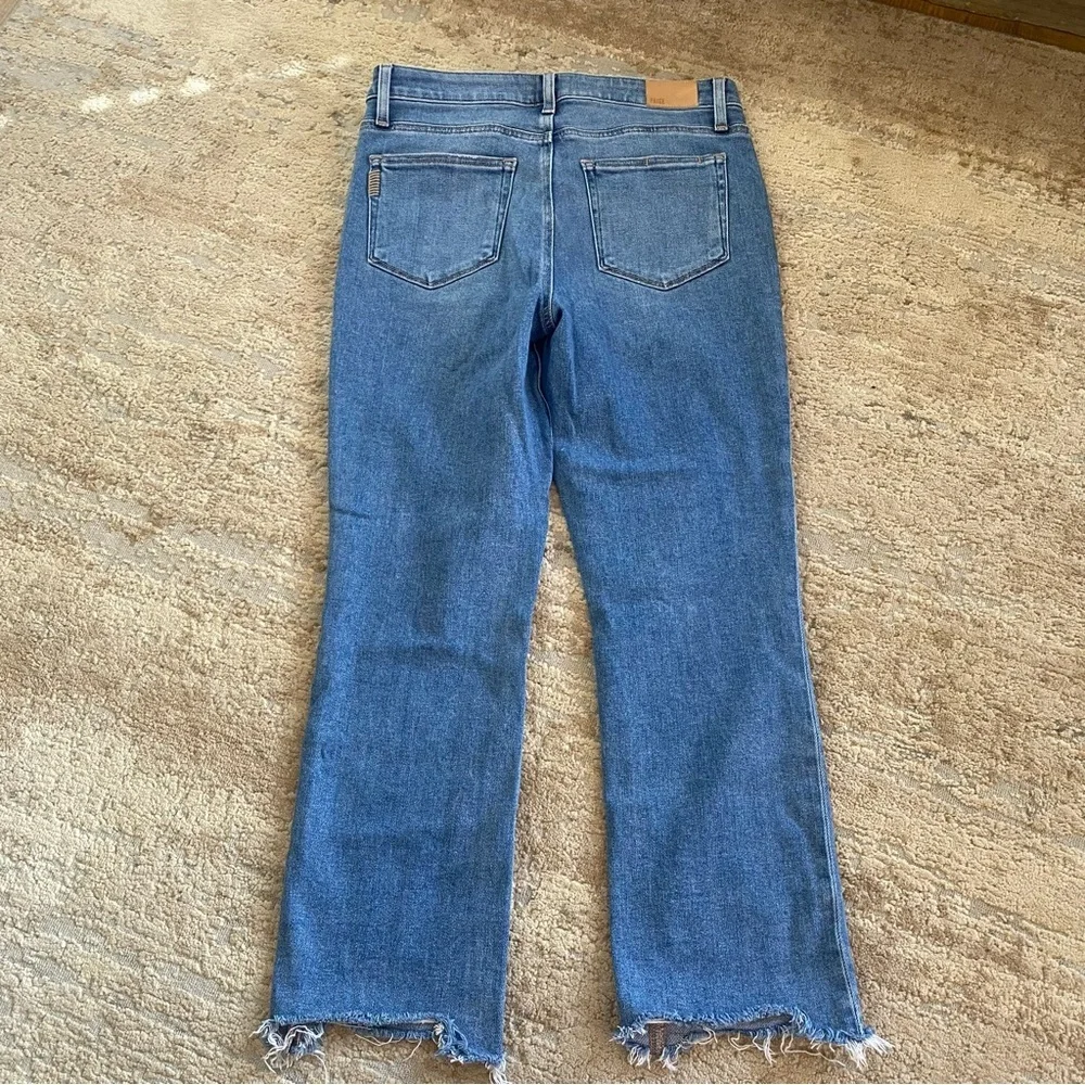 Paige Cindy Destroyed Hem Mel Blue Jeans Straight Wide Leg Distressed: 30